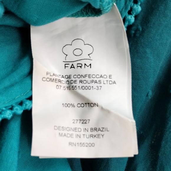 Farm Rio Anthropologie Color Block Teal Swiss Dot Wrap‎ Blouse - Picture 11 of 16